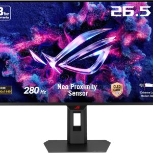 Gaming PC & Gaming Monitors – ASUS ROG Strix OLED XG27ACDMS 27 Inch WQHD Gaming Monitor (280 Hz, 0.03ms GtG, G-Sync, FreeSync, AdaptiveSync, ELMB, 10-bit QD-OLED Panel, 16:9, 2560×1440, DP 1.4, HDMI 2.1, USB-C with 15W, Ergo.)