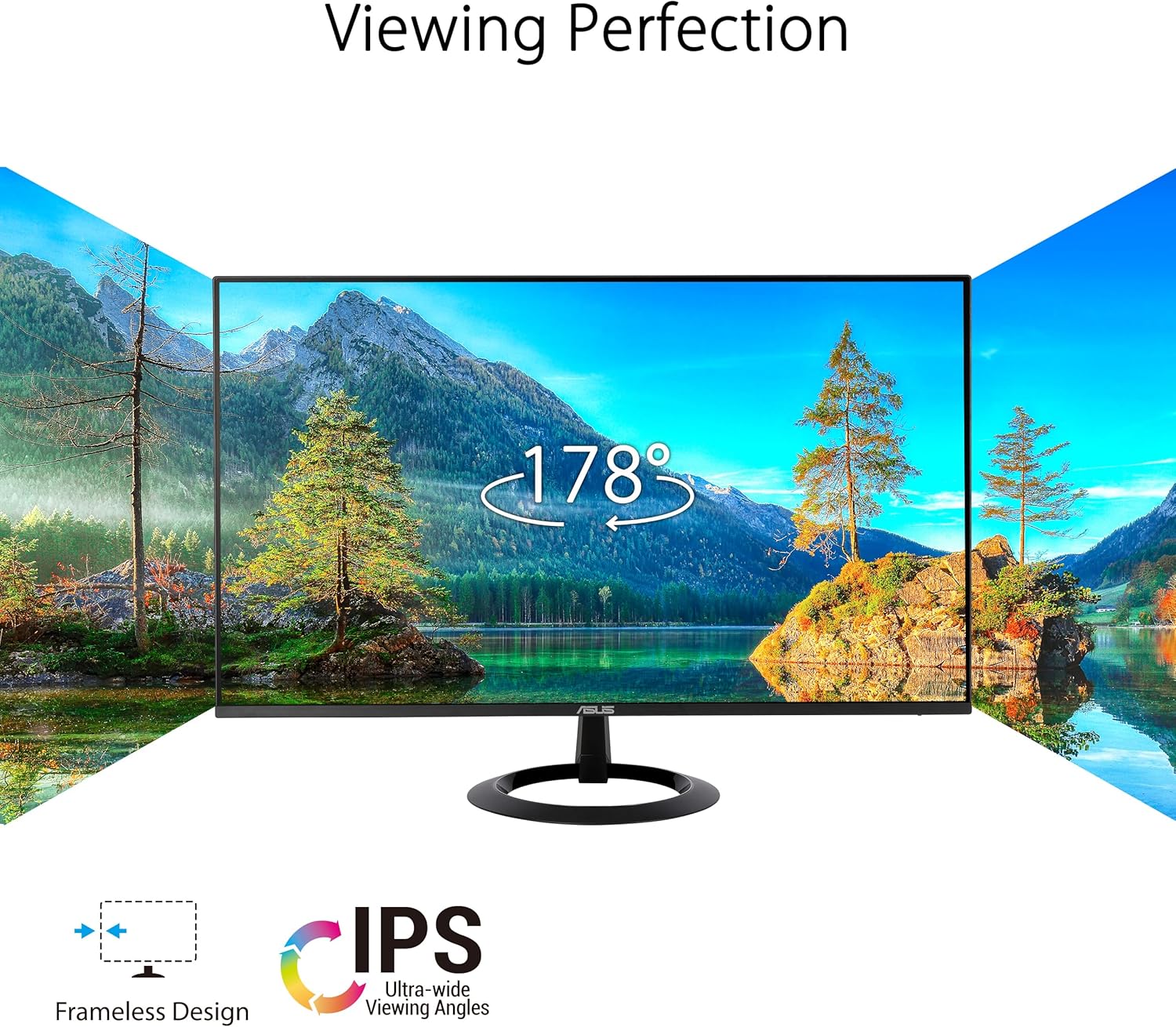 Gaming PC & Gaming Monitors - ASUS Eye Care VZ27EHF - 27 Inch Full HD Monitor - Slim Design, Frameless, Flicker-Free, Blue Light Filter, Adaptive Sync - 100 Hz, 1ms MPRT, 16:9 IPS Panel, 1920 x 1080 - HDMI, Black – Bild 2