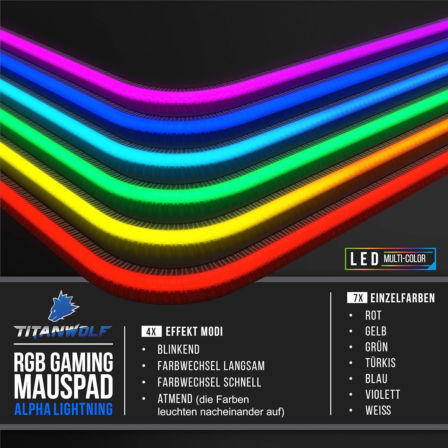 Gaming Tastatur & Maus - DE RGB Mouse Mat – Bild 4
