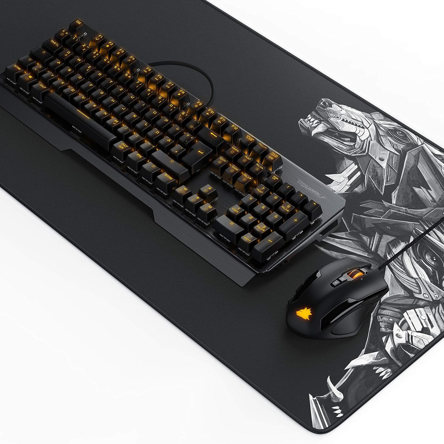 Gaming Tastatur & Maus - Titanwolf Gaming Set Mechanical Keyboard Aluminium MMO 10800dpi Gaming Mouse Specialist XXL Mouse Pad Mechanical Keyboard Anti-ghosting LED Backlight 19 Light Modes Macro Mode