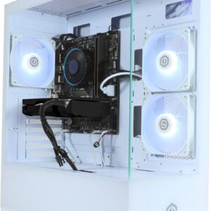Gaming PC & Laptops – CYBERPOWERPC Wyvern Gaming PC – Intel Core i5-12400F, AMD Radeon RX 9060 XT 8GB, 16GB RAM, 1TB NVMe SSD, 650W 80+ PSU, Wi-Fi, Windows 11, Prism Panoramic RGB White