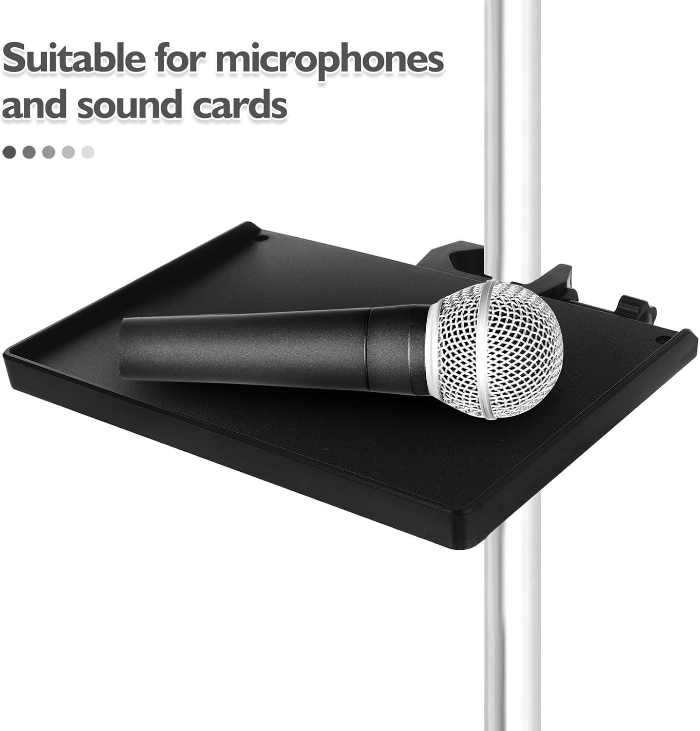 Streaming-Equipment - GARVALON 2 Stück Pack Mikrofonstativablage mit Klemmhalterung für 25mm Rohre Ablage für Soundkarte und Zubehör Universell für Streaming Live Auftritte – Bild 8
