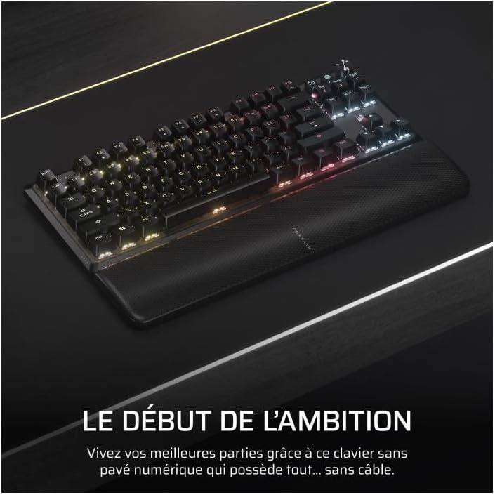 Gaming Tastatur & Maus - Corsair K70 Core TKL Wireless RGB Mechanical Gaming Keyboard, Keyless, MLX Red v2, Pre-Lubricated, ABS Key Caps, AZERTY-FR Black – Bild 2