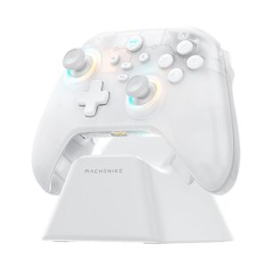 Gaming Consoles & Controllers – Machenike G3V2 Controller PC, Gamepad PC Wireless, 2 Einstellbare Hall Effekt Joystick, 2 Programmierbare Tasten, mit Bunten RGB-Lichtern, für Switch/iOS/Android, 1000mAh Akku (Weiß PE)