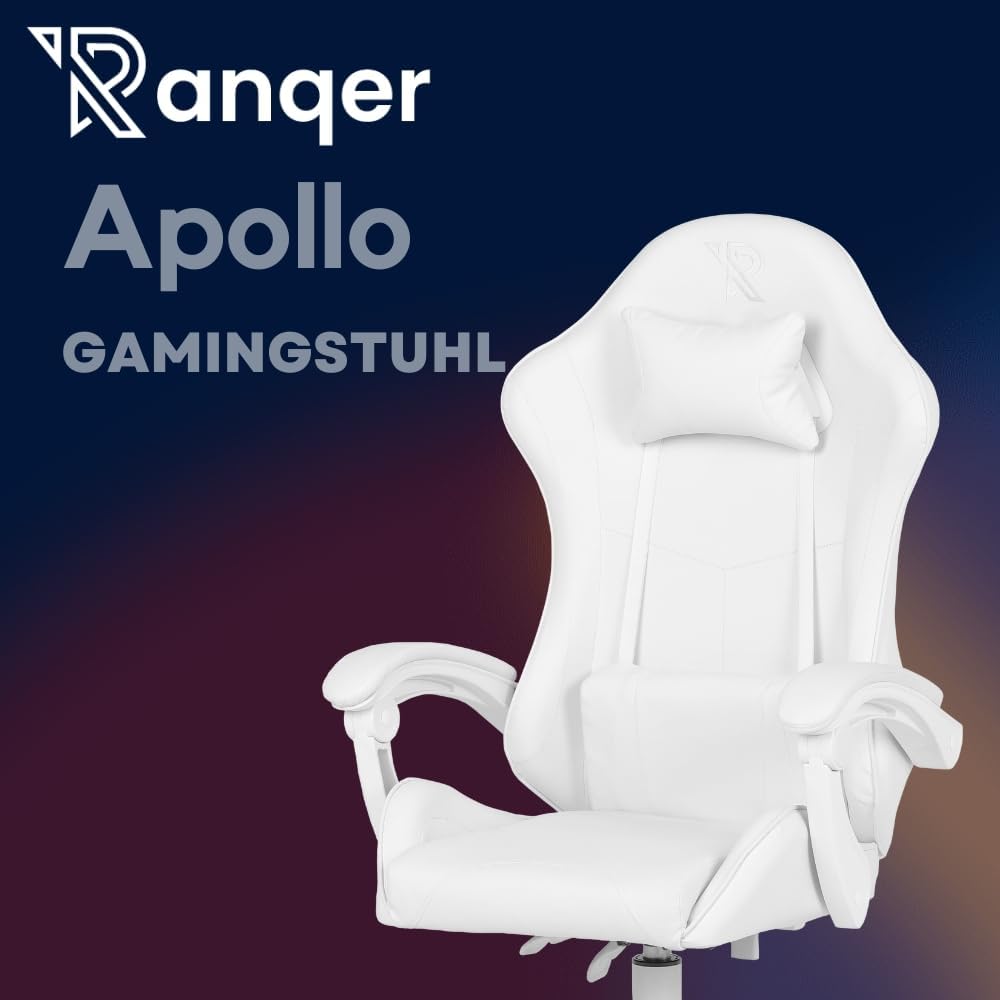 Gaming Chairs - Apollo Gaming Chair, Office Chair, PC Chair, Gamer Chair with Headrest, Lumbar Cushion and Armrests, Adjustable Backrest 90-135°, Gaming Chair, White – Bild 5