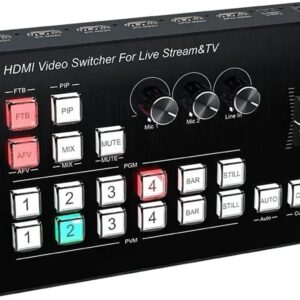 Streaming-Equipment – 4K 4HD Compatible Video Switch Mixer, Seamless Switch for Multi-Camera Live Production, TV Live Streaming Recording (EU)