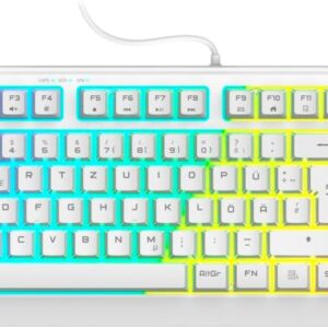 Gaming Tastatur & Maus – uRage Gaming Keyboard „Exodus 220 TKL“ QWERTZ (Gamer Keyboard without Numeric Keypad, Tenkeyless DE Layout, RGB Illuminated Keys, Anti-Ghosting) White