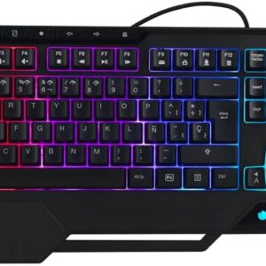 Gaming Tastatur & Maus – NGS GKX-450- Gaming Membrane Keyboard with RGB Lighting, Italian QWERTY Keyboard, Programmable, 19 Multimedia Keys, 1.8 m Cable, Black
