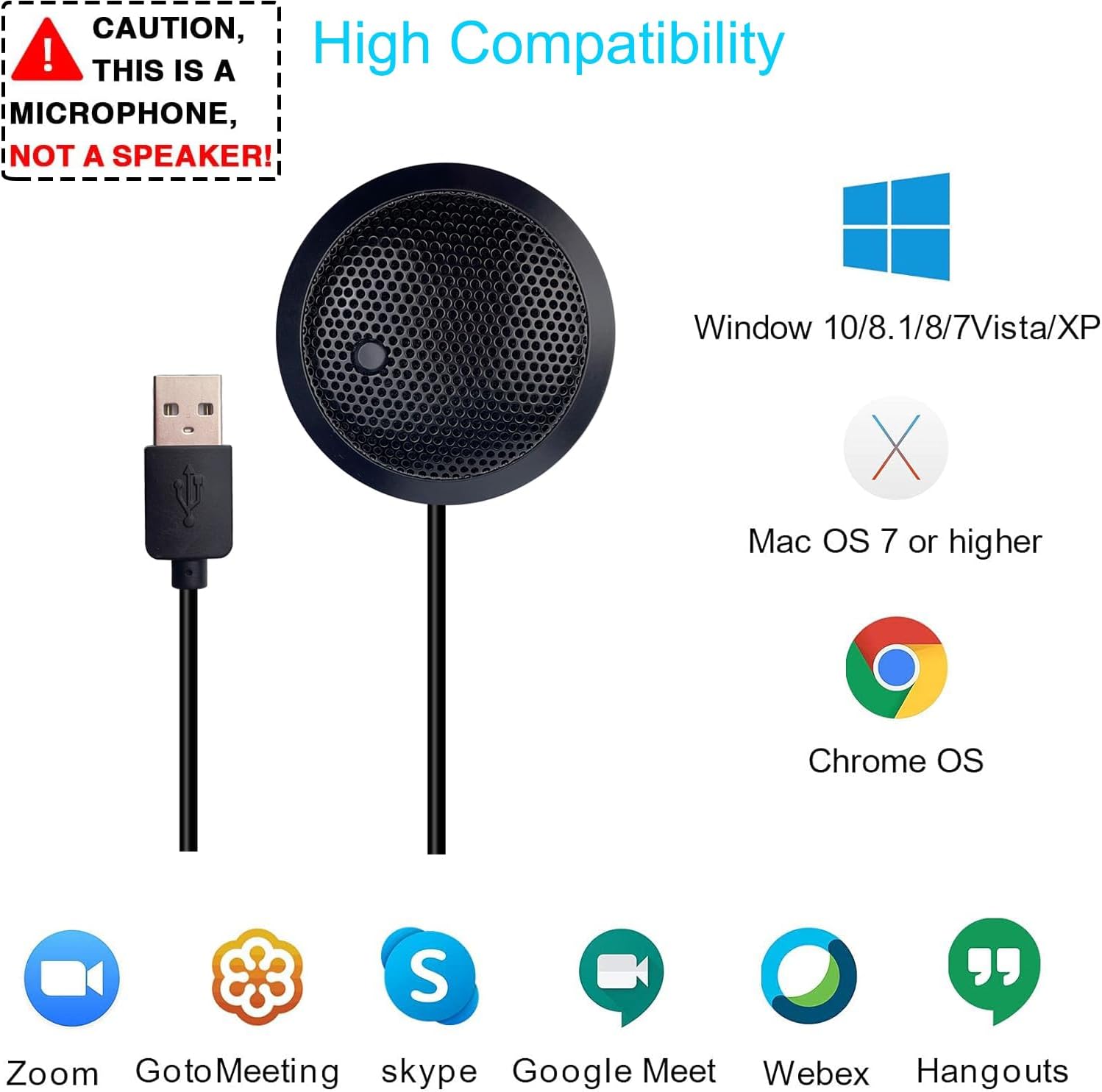 Streaming-Equipment - USB Conference Microphone, USB Microphone for Computer, 360° Omnidirectional Condenser PC Laptop Microphone with Mute Button for Online Meeting/Class, Zoom Call, Chats, Streaming, Plug & Play – Bild 6