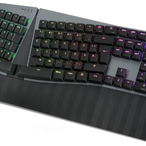 Gaming Tastatur & Maus – Perixx PERIBOARD-835BL Ergonomic Mechanical Keyboard – Wireless, RGB Lighting, Quiet Blue Switch, Multi-Device, Windows & Mac OS X Compatible, German QWERTZ