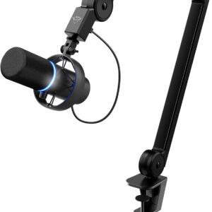 Streaming-Equipment – Trust Gaming GXT 255Plus Onyx Professional Microphone with Arm, Cardioid Pattern, Pop Filter, USB, LED, for Recording, Streaming, Podcast, Broadcasting – Black