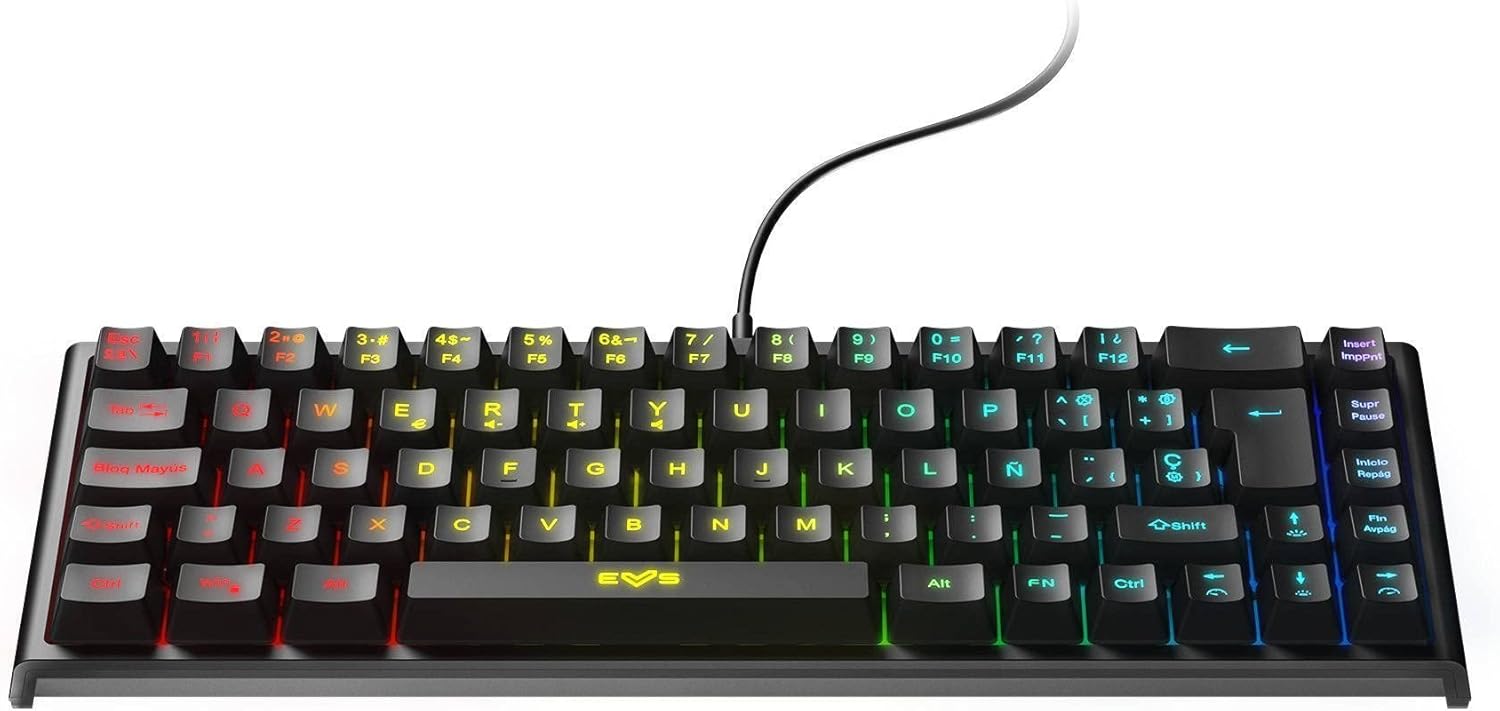 Gaming Tastatur & Maus - Energy Sistem Gaming Keyboard ESG K4 Compact RGB Gamer Keyboard (69 Keys, RGB Lights, Removable Cable, Membrane) - Black – Bild 4