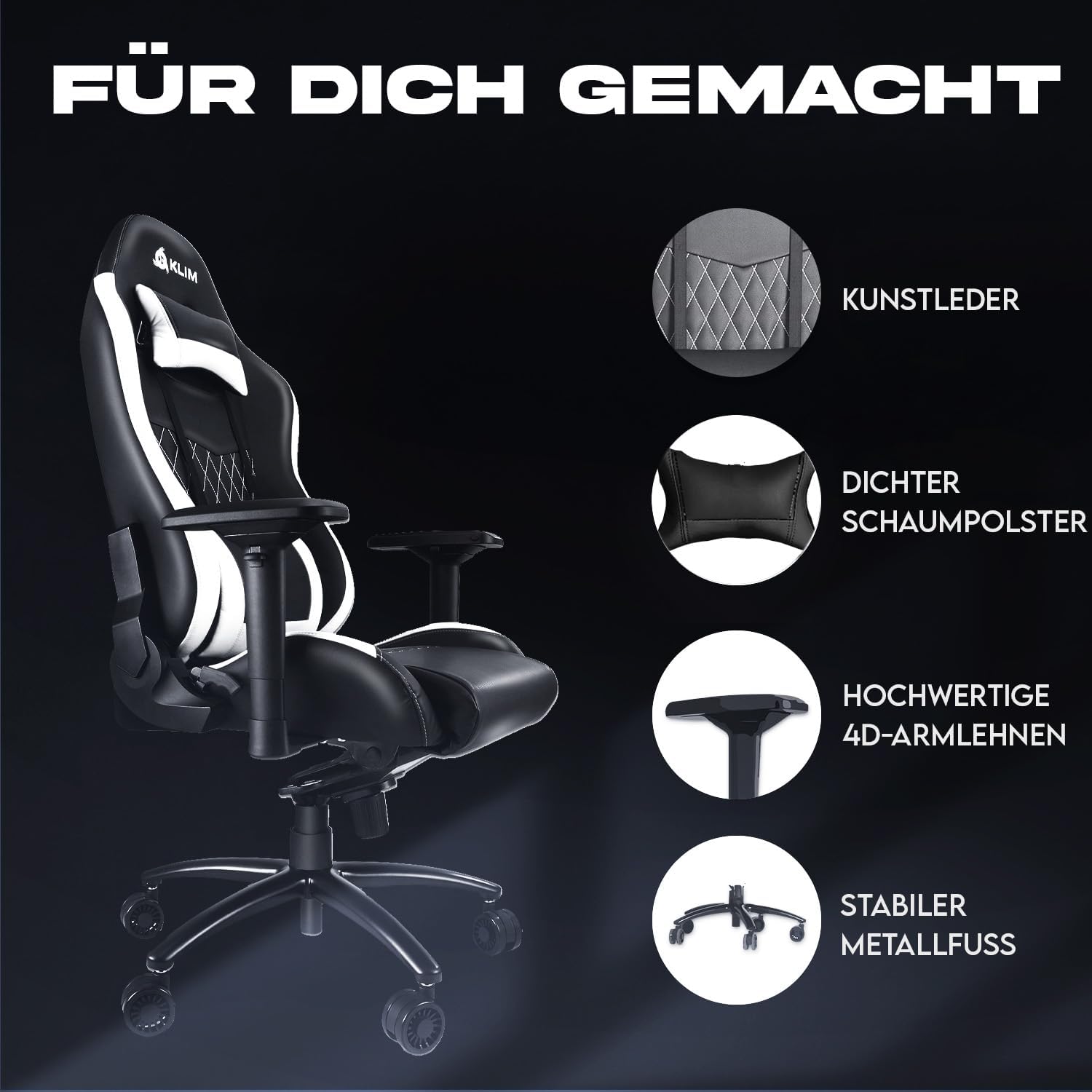 Gaming Chairs - Klim Esports High Quality Gaming Chair Precise Workmanship, Adjustable Padding – Bild 6