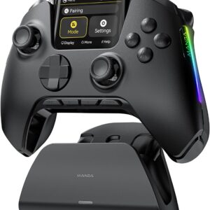 Gaming Consoles & Controllers – ManbaOne Interactive Screen Wireless Gaming Controller für PC/Switch/Switch 2/iOS/Android,Hall-Effekt Stick & Trigger,RGB-Beleuchtung,Remappable Buttons,1800mAh mit Ladestation (Schwarz)
