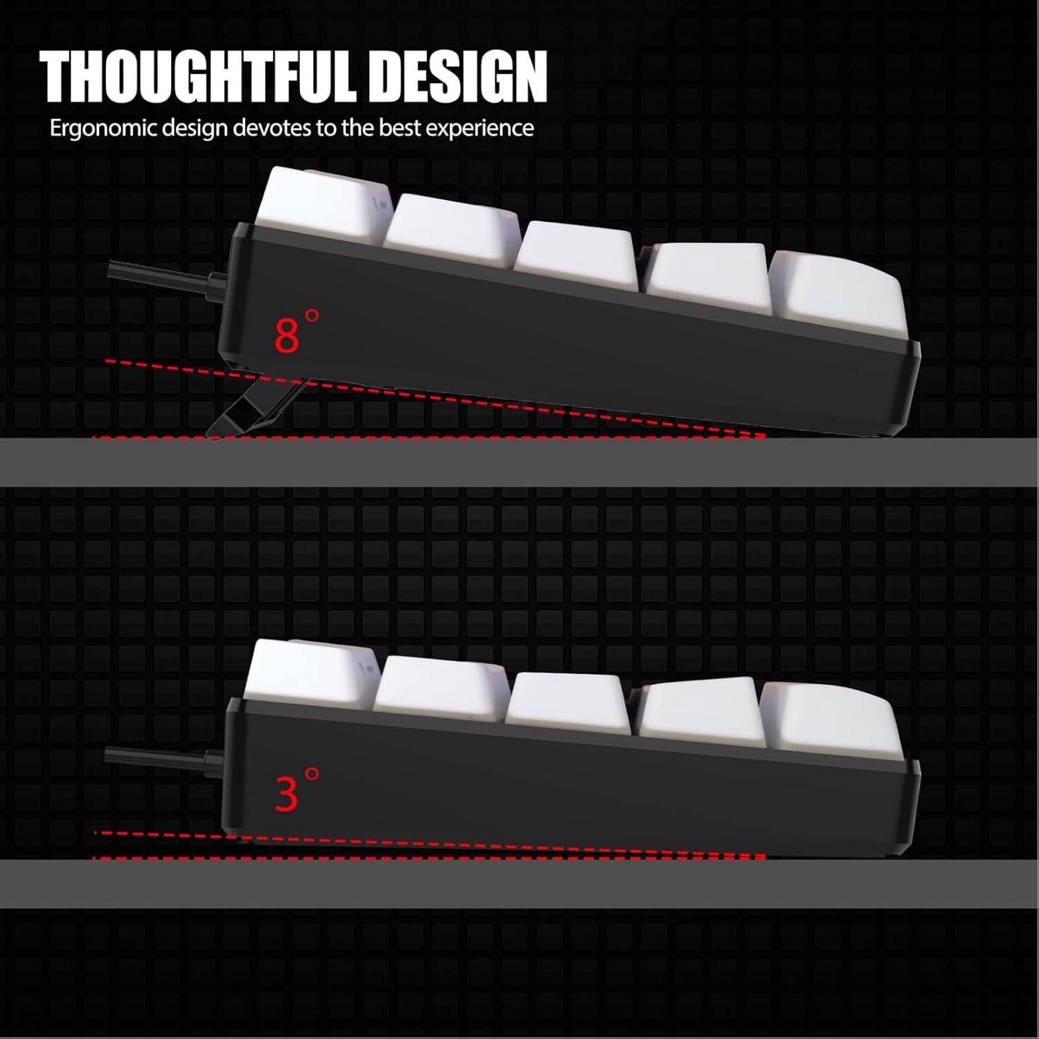 Gaming Tastatur & Maus - 60% Wired Gaming Keyboard, Mi NI Gaming Keyboard with Mechanical Feel, Ultra Compact Keyboard with RGB Backlight and 61 Keys, Ergonomic Keyboard for – Bild 4