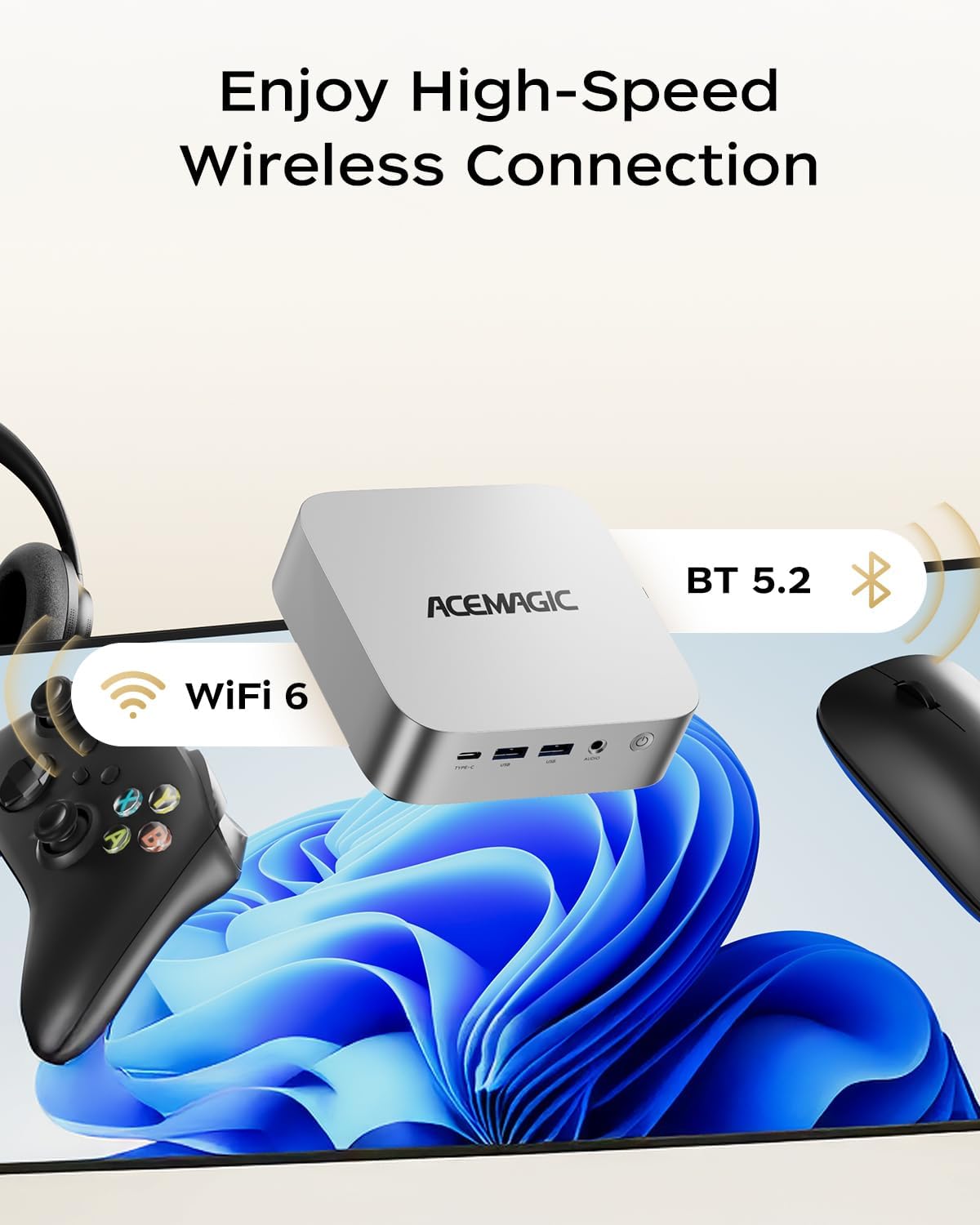 Gaming PC & Laptops - ACEMAGIC K1 Mini PC, Intel Core i5 12600H (12C/16T), 16GB DDR4 512GB SSD Micro Desktop Computer for Office/Home Cinema/Meeting/Business/Trip【DP + HDMI + USB-C/Wifi6/ Bluetooth 5.2】 – Bild 7