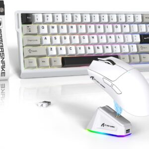Gaming Tastatur & Maus – ATTACK SHARK x MAMBASNAKE X60HE Magnetic Keyboard with X11 Gaming Mouse, Wireless Keyboard and Mouse Set, BT/2.4G/USB-C, Rapid Trigger, 8K Polling Rate, PAW3311, 22000 DPI, Ultralight Mouse – White