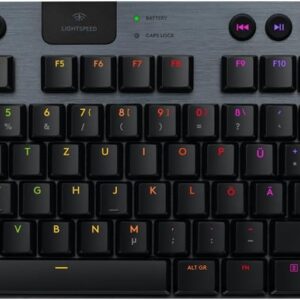 Gaming Tastatur & Maus – Logitech G915 LIGHT SPEED TKL wireless mechanical gaming keyboard with no numeric keypad, tactile GL-button switch with low profile LIGHTSYNC RGB, Ultra Slim, 40+ hours of battery life, QWERTY layout