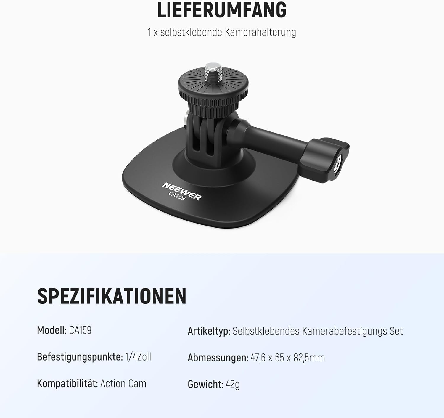 Streaming-Equipment - NEEWER Adhesive Mount Compatible with Insta 360 GoPro DJI AKASO Action Cam, 180° Tilting Flexible Car Helmet Holder Mount Base Adapter for POV Video Recording Live Streaming, for 1/4 Inch Accessories – Bild 7