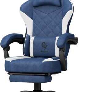 Gaming Chairs – Gaming Chair, Ergonomic Gaming Chair with Footrest, Gaming Chair, Gamer Chair, PC Chair with High-Tech Fabric, Adjustable Headrest, 150 kg, Gift (Blue)