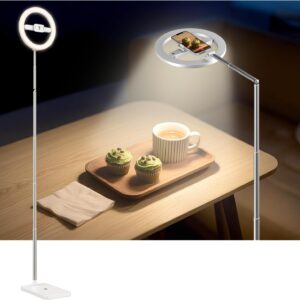 Streaming-Equipment – yAyusi 174 cm Rechargeable Ring Light with Tripod Mobile Phone, 360° Rotation, Foldable Overhead Tripod, Mobile Phone with Ring Light for Documents Scanning, Video Recording, Photography, Live