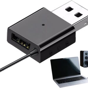 Streaming-Equipment – Aux-Adapter mit USB, Empfänger für Auto-Aux – 5.3 Freisprechanruf 3,5-mm-Funkempfänger,U-Disk-Player, 2-in-1-Design, integriertes Mikrofon für Musik-Streaming, Autolautsprecher