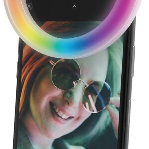 Streaming-Equipment – DigiPower RGB Selfie Mobile Phone Ring Light, 36 LED 3 Brightness Levels, USB Rechargeable Ring Light, for Smartphones, Live Streaming, Makeup, YouTube, TikTok and Vlogging, White, DP-VRL1RGB