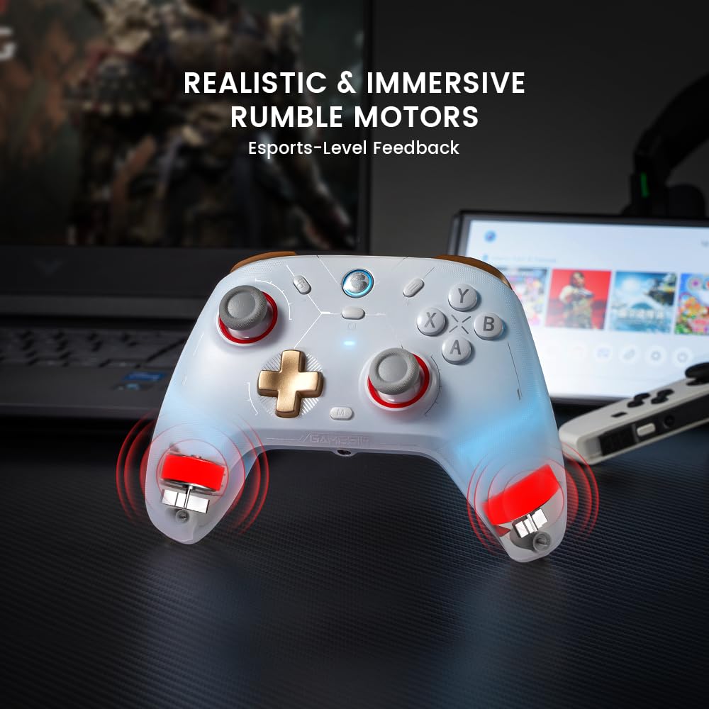 Gaming Consoles & Controllers - GameSir Cyclone2 TMR Controller pc TMR Hall Stick Gamepad mit dualem Hall Trigger/Micro Trigger Gaming Controller für Switch, Android, iOS und PC Verkabelt/Drahtlos/2.4G mit Makrotasten Weiß – Bild 7