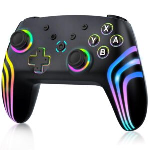 Gaming Consoles & Controllers – MYSTILUCK Wireless Pro Controller für Switch/Switch 2/Lite/OLED/PC, Gamepad mit 7 Farbwechselnde RGB Beleuchtung/Hall Effect Sticks/Dual Vibration/Turbo, Ergonomisch Gestalteter Präzise Joystick