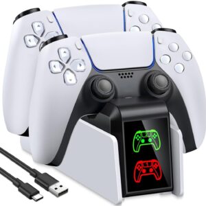 Gaming Consoles & Controllers – PS5-Controller-Ladestation, kompatibel mit PlayStation 5 Faceplates Edge & Dual Controller, PS5-Zubehör-Ladestation, PS 5-Dock mit LED-Anzeige, Ein-/Ausschalter und Kabel