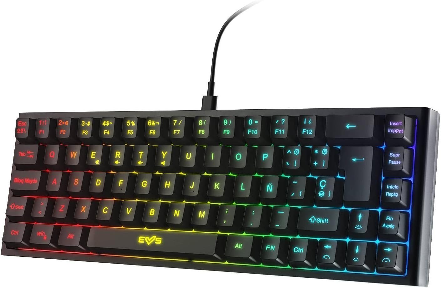 Gaming Tastatur & Maus - Energy Sistem Gaming Keyboard ESG K4 Compact RGB Gamer Keyboard (69 Keys, RGB Lights, Removable Cable, Membrane) - Black – Bild 3