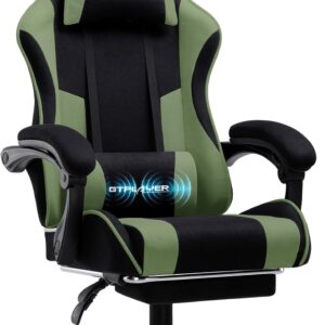 Gaming Chairs – GTPLAYER Gaming Chair, Office Chair, Ergonomic PC Chair, Gaming Chair with Massage End Spine Support, Task Chairs with Footrest and Headrest, Green Fabric
