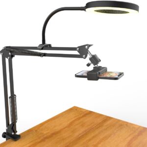 Streaming-Equipment – Overhead Tripod Mobile Phone with Ring Light, Flexible Table Camera Arm with Light, Flexible Table Camera Arm Holder with Ring Light for YouTube Live Stream Video Recording, Compatible with iPhone, Logitech