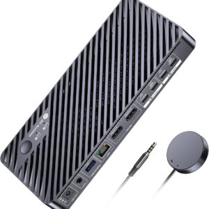 Gaming PC & Gaming Monitors – AV Access Docking Station KVM Switch 2 Monitors 2 Laptops, 4K KVM Switch Dual Monitor, 100W PD for Each PC, 1G Ethernet, EDID Emulation, Ideal for Home Office & Gaming