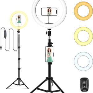 Streaming-Equipment – LED 10 inch / 25.4 cm Ring Light with Tripod, Remote Control, 3 Light Modes, and 11 Brightness Levels, USB Operated, for Mobile Phone, Make Up, Selfies, Live Streaming, Video Chat, Vlog