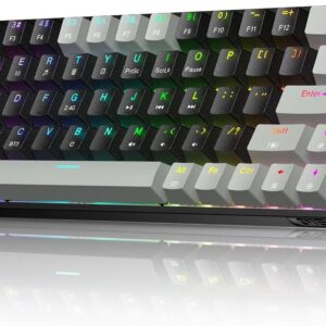 Gaming Tastatur & Maus – Dierya DK68 Wireless Gaming Keyboard Bluetooth/2.4GHz/USB-C, 68 Keys RGB Lighting Mechanical Keyboard, Linear Red Switch, QWERTY Layout, Grey/Black