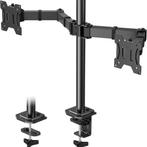 Gaming PC & Gaming Monitors – Huanuo 13-27 Inch Monitor Bracket 2 Monitors, Fully Adjustable for LCD LED Screens, 2 Mounting Options, VESA 75/100, Black