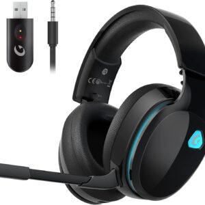 Gaming Consoles & Controllers – 2.4GHz Wireless Gaming Headset for PC, PS5, Mac, Switch, Bluetooth Wireless Headphones with Removable Noise Cancelling Microphone, 3.5mm Cable Mode for Xbox Series