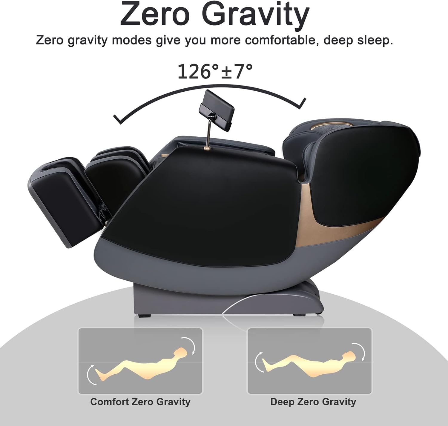 Gaming Chairs - ROTAI Massage Chair, Full Body Zero Gravity SL Track Shiatsu Massage Chair with Heating, Bluetooth, Foot Roller, Calf Kneading Massage (Black) – Bild 3