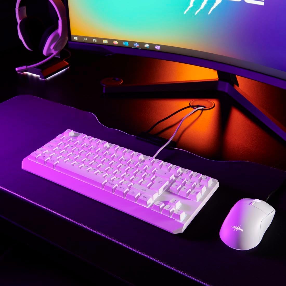 Gaming Tastatur & Maus - uRage Gaming Keyboard "Exodus 220 TKL" QWERTZ (Gamer Keyboard without Numeric Keypad, Tenkeyless DE Layout, RGB Illuminated Keys, Anti-Ghosting) White – Bild 3