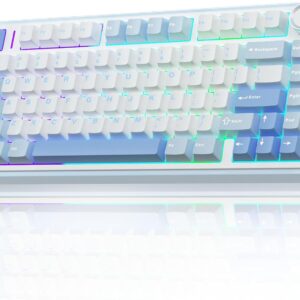 Gaming Tastatur & Maus – AULA F75 Mechanical Keyboard Gaming, 2.4 GHz/Type-C/BT5.0 Mechanical Keyboard with Button, Five Layer Filled Structure, RGB, QWERTY, Hot-Swap, Creamy Wireless Gaming Keyboard 75 Percent (Sea Salt Blue)