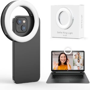 Streaming-Equipment – Selfie Light, Ring Light Mobile Phone, 40 LEDs Ring Light with Three Colour Modes, USB Charging Ring Light for Mobile Phone, Laptop, Zoom Meetings, Makeup, Video Calls, Streaming (Black)