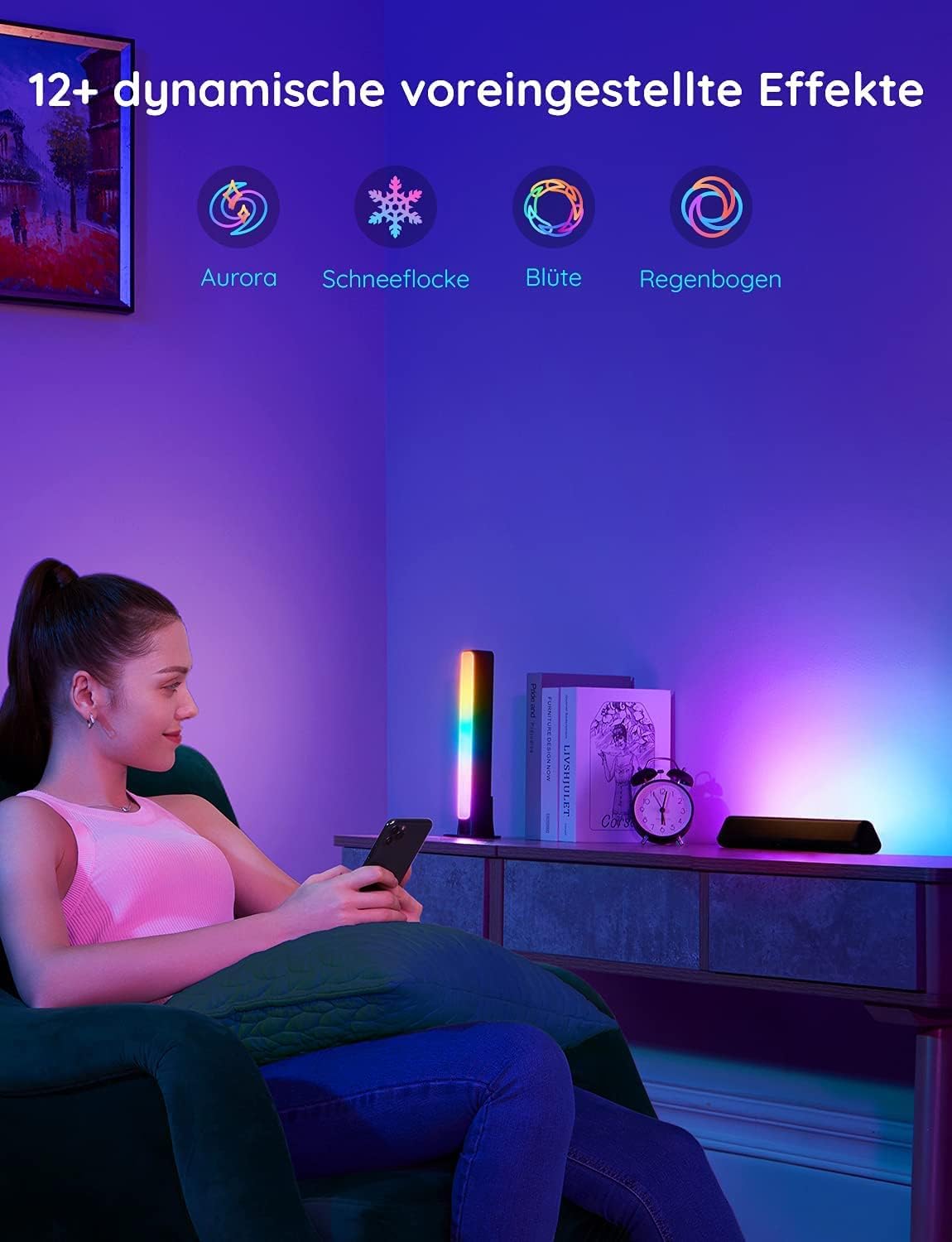 Streaming-Equipment - Govee Flow Plus Smart Lightbar, Gaming Lamp, Works with Alexa and Google Assistant, RGBICWW, WiFi, LED, TV Backlight Sync with Music, LED Ambient Light for Gaming, PC, TV – Bild 6