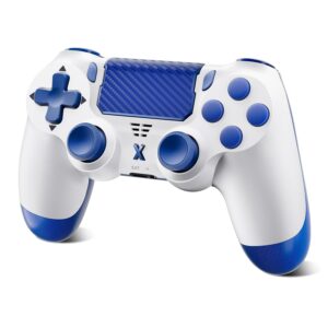 Gaming Consoles & Controllers – Glitfix Wireless Controller für PS-4, Game Controller kompatibel mit PS-4/Pro/Slim/PC Gamepad mit Turbo/Zurück Taste/Dual Vibration/6-Achsen Gyro Sensor/Touchpanel(Blau)