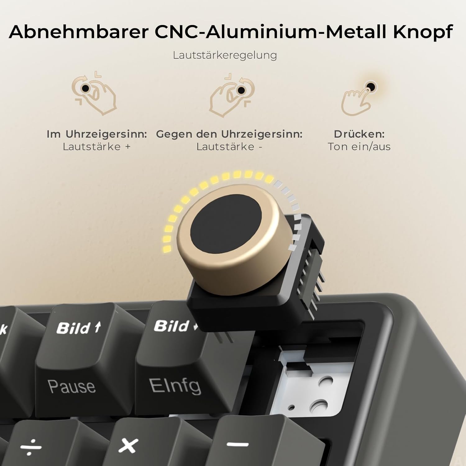 Gaming Tastatur & Maus - RK ROYAL KLUDGE R98 Pro Mechanical Keyboard Cable, 96% Gasket Gaming Keyboard QWERTZ RGB with Numeric Pad and Button, PBT Keycaps, Hot Swap Linear Creamy Switches – Bild 3