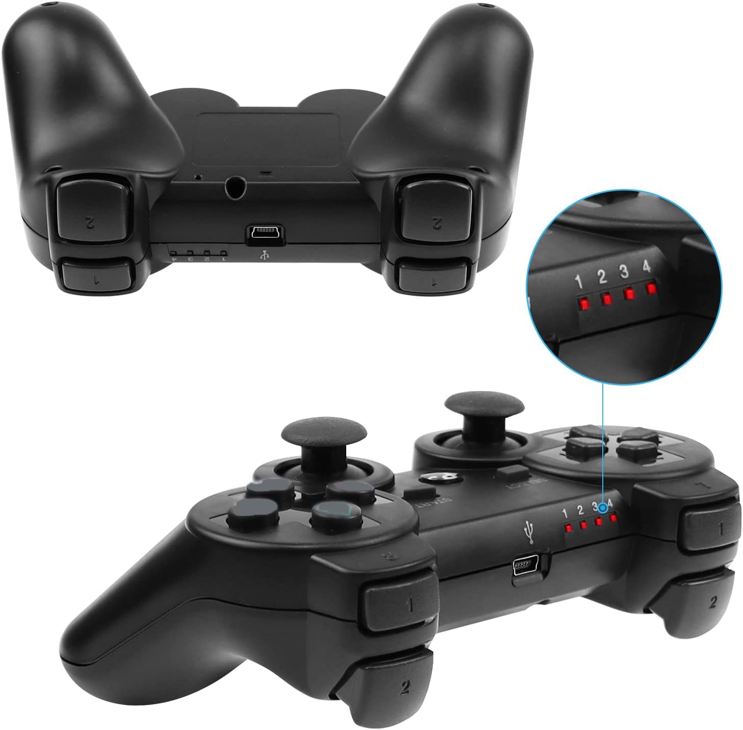 Gaming Consoles & Controllers - Cypin Wireless Controller for PS3 Bluetooth Game Controller Joystick Gamepad Playstation 3 Dual Vibration 6-Axis USB Controller Wireless Joypad (Black) – Bild 5