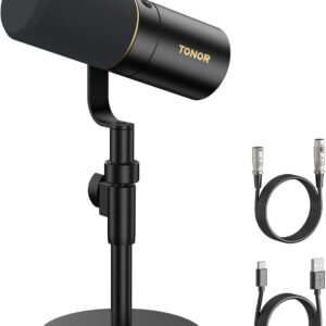 Streaming-Equipment – TONOR USB/XLR Dynamic Microphone, PC Computer Gaming Vocal Studio Microphone with Desktop Stand for Podcast Recording, YouTube, Music Streaming, with Mute Button 3.5 mm, TD520