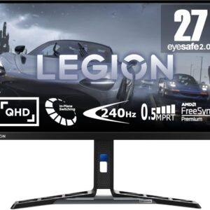 Gaming PC & Gaming Monitors – Lenovo Legion Y27qf-30 | 27 Inch QHD Gaming Monitor | 2560×1440 | 240Hz | 400 nits | 0.5ms Response Time | HDMI | DisplayPort | AMD FreeSync Premium | Black
