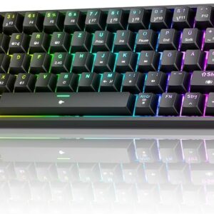 Gaming Tastatur & Maus – TMKB T68 Gaming Keyboard, 60% Wireless Mechanical RGB Keyboard with Bluetooth/2.4G/Type-C, Compact 68 Keys Anti-Ghosting, German QWERTZ Layout, Red Linear Switch, Black