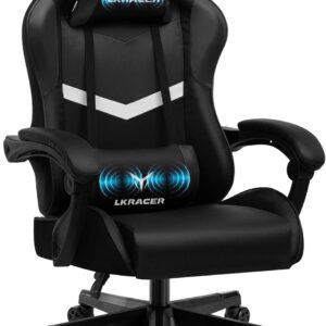 Gaming Chairs – GTPLAYER Gaming Chair Office Chair Massage Gaming Chair Ergonomic Gamer Chair Headrest Massage Lumbar Cushion Padded Gaming Chair Swivel Chair